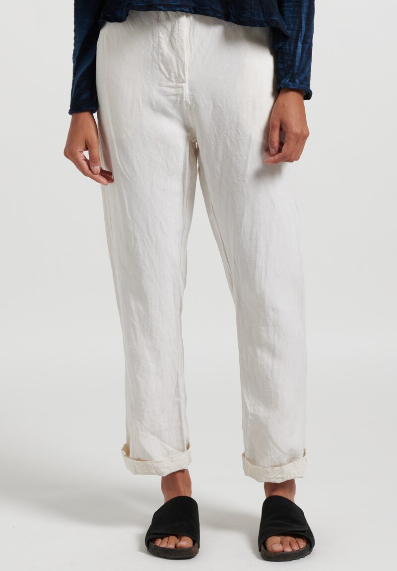 Gilda Midani Silk Linen Straight Leg Pants	in Off-White