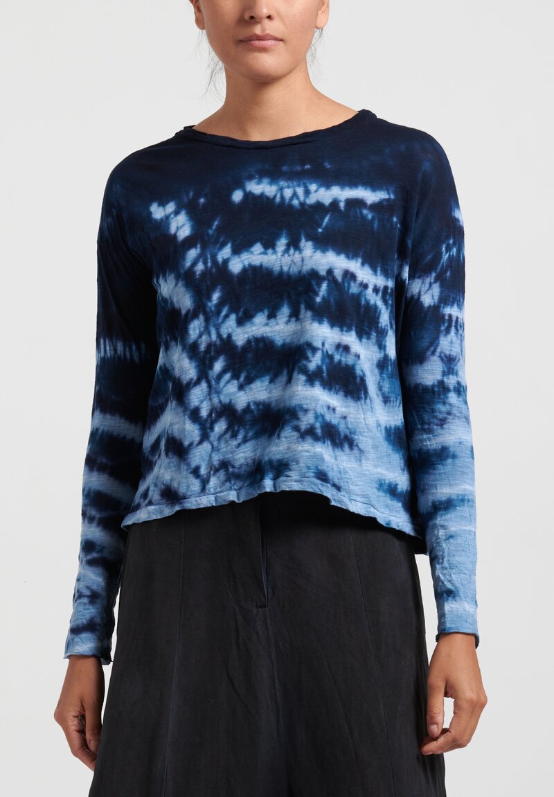 Gilda Midani Patterned Long Sleeve Trapeze Tee in Blue Ray	