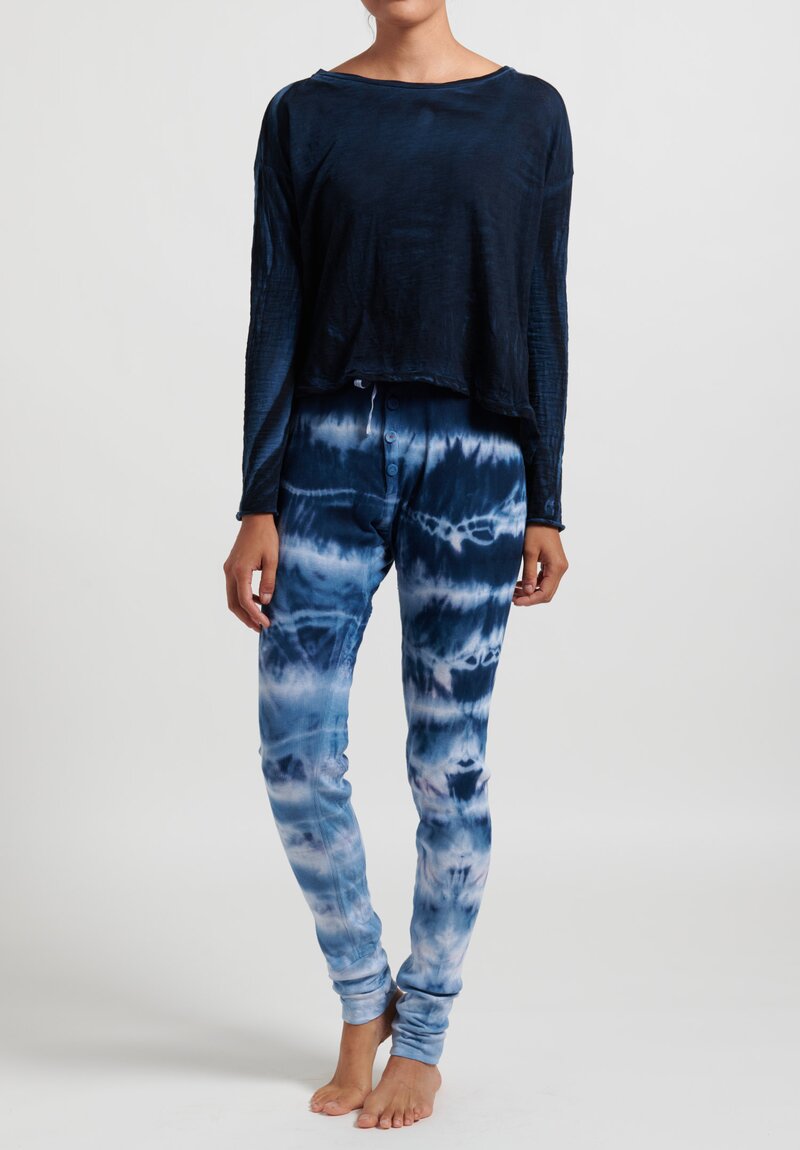 Gilda Midani Pattern Dyed Cotton Ribbed Pants in Blue Ray	