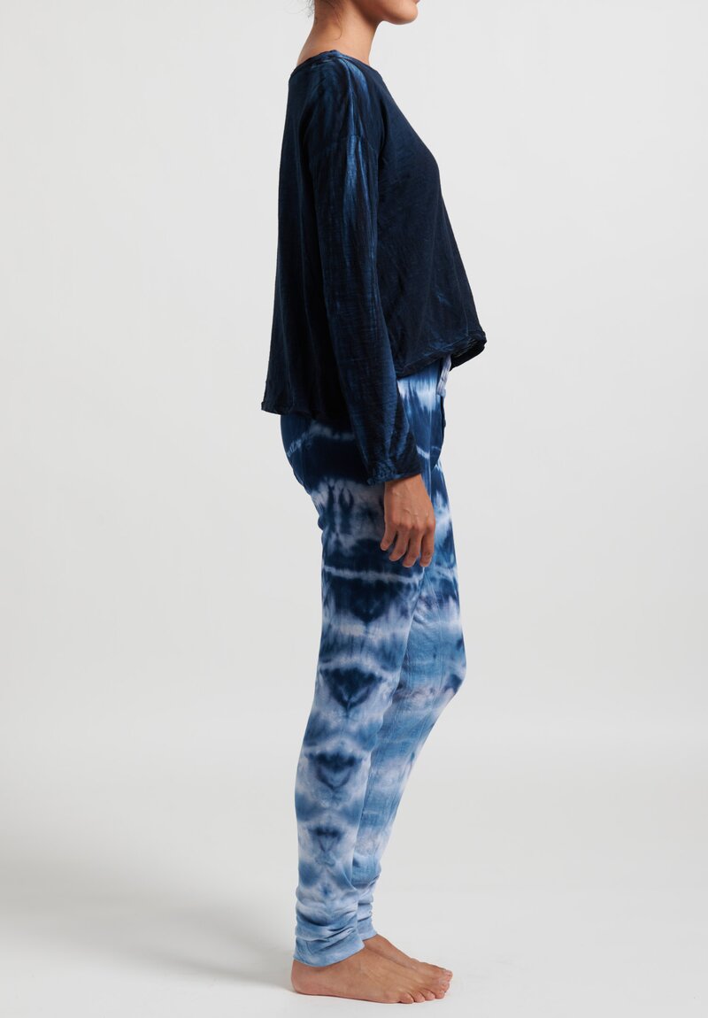 Gilda Midani Pattern Dyed Cotton Ribbed Pants in Blue Ray	