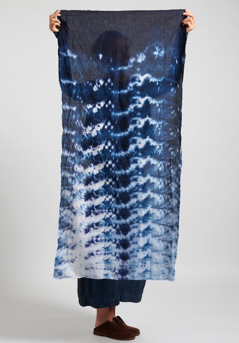 Gilda Midani Pattern Dyed Cotton Long Voil Bandana Blue Ray	