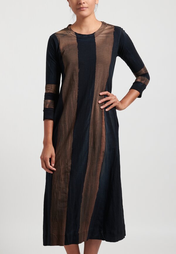 Gilda Midani Pattern Dyed Maria Dress in Stripes Last Blue/Terra	