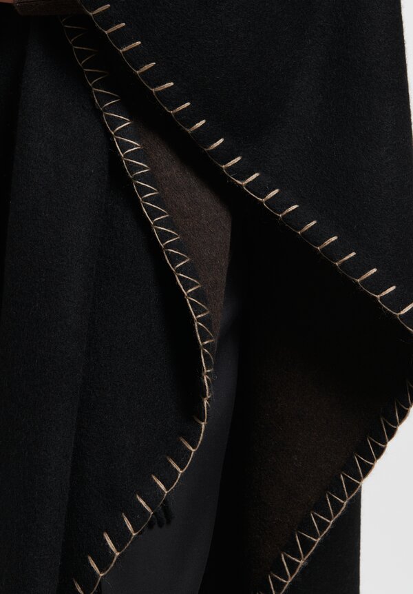 Alonpi Cashmere Side Stitched Cape in Black	