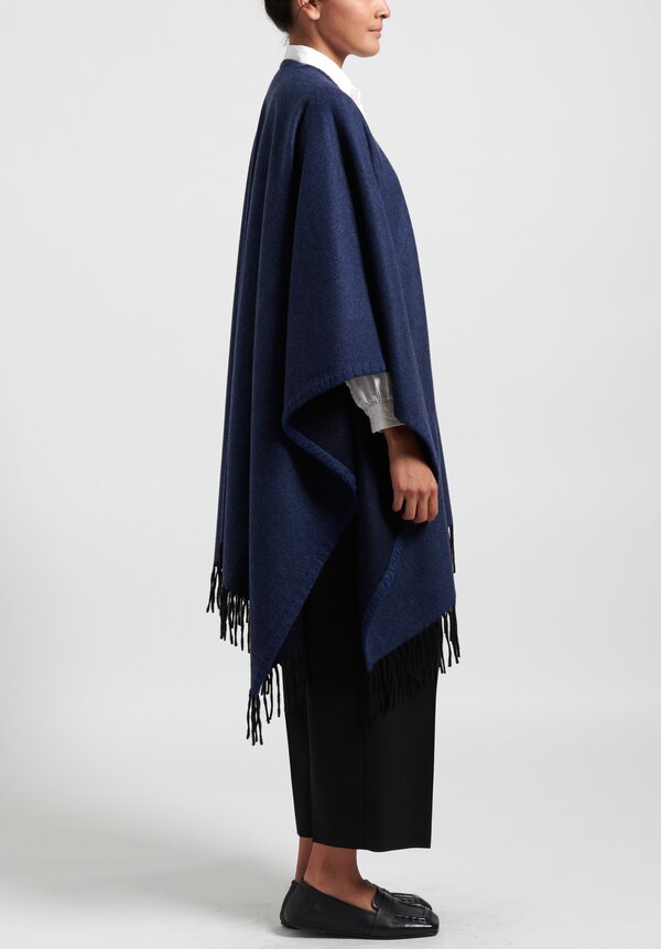 Alonpi Cashmere Side Stitched Cape	in Blue