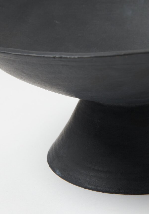 Danny Kaplan Handmade Ceramic Tall Footed Bowl	in Black