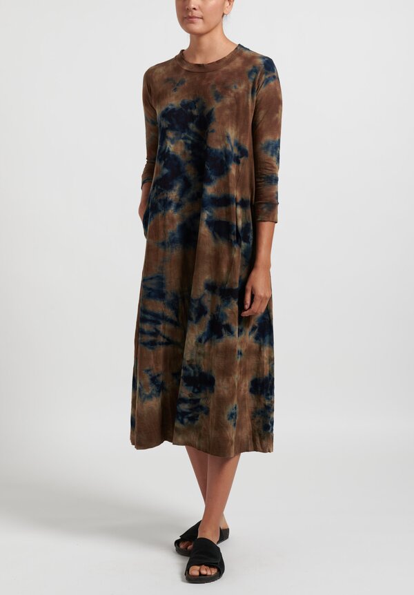 Gilda Midani Dark Planet Maria Dress in Brown/ Navy Blue	