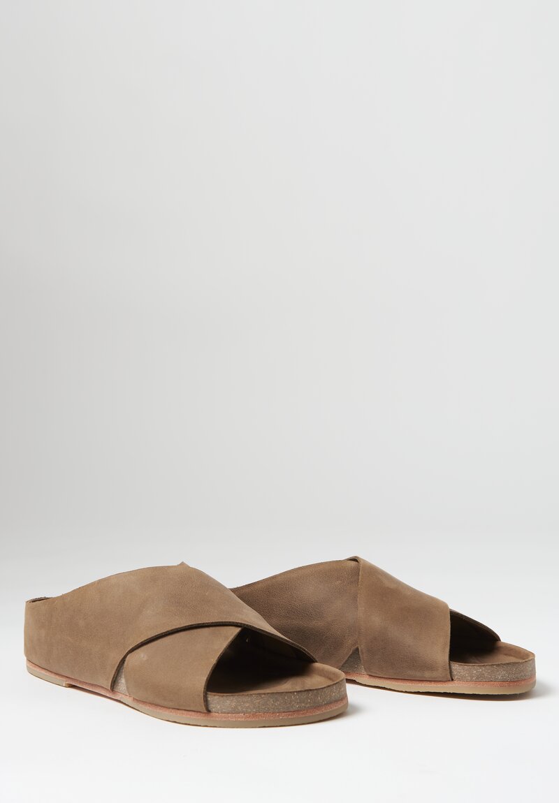 Lauren Manoogian Raw Cross Slide Sandal in Burnt Umber Brown 