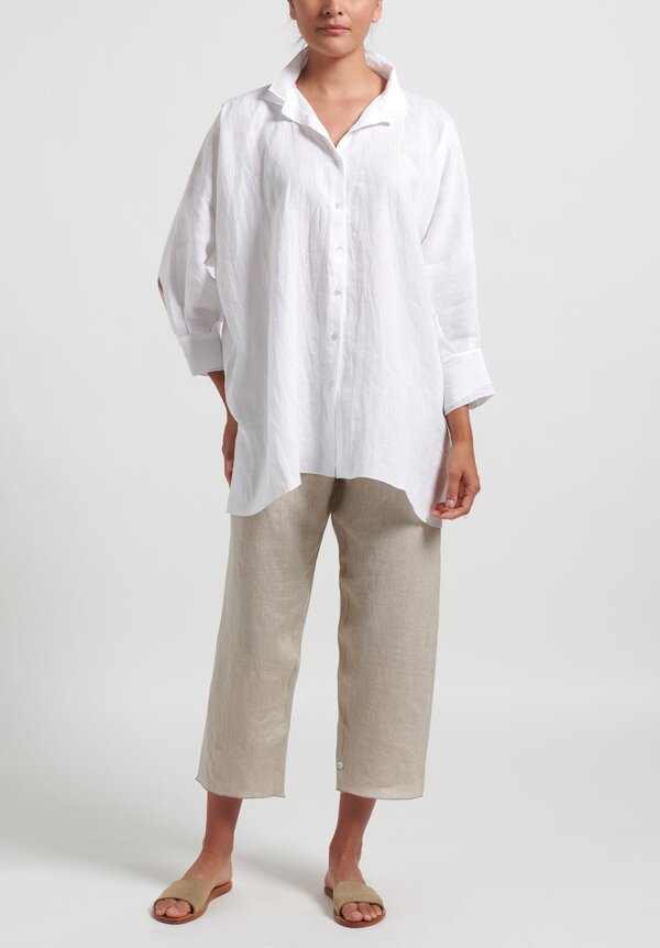 Shi Cashmere Linen Double Collar Blouse in White | Santa Fe Dry Goods ...