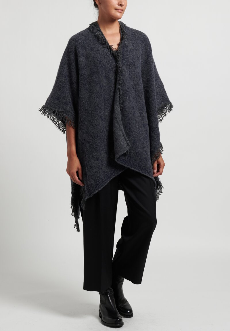 Lainey Keogh Cashmere Fringed Cape in Pebble	