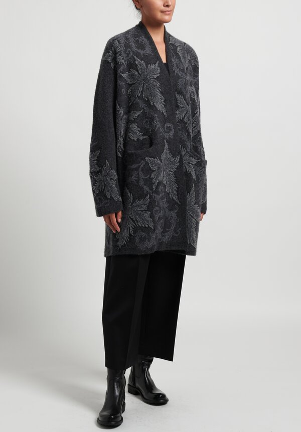 Lainey Cashmere Cashmere/ Silk Floral Cocoon Coat	