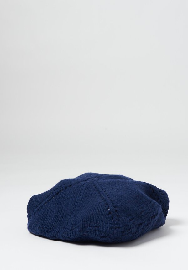 Pero Hand Knit Beret in Navy	