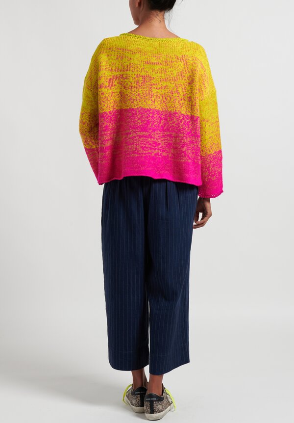 Pero Wool Knit Sweater in Lime Green and Hot Pink