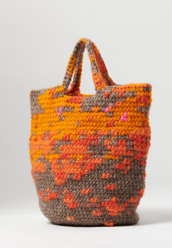 Daniela Gregis Cotton/Wool Hand Crocheted Field Bag Orange/Grey II	