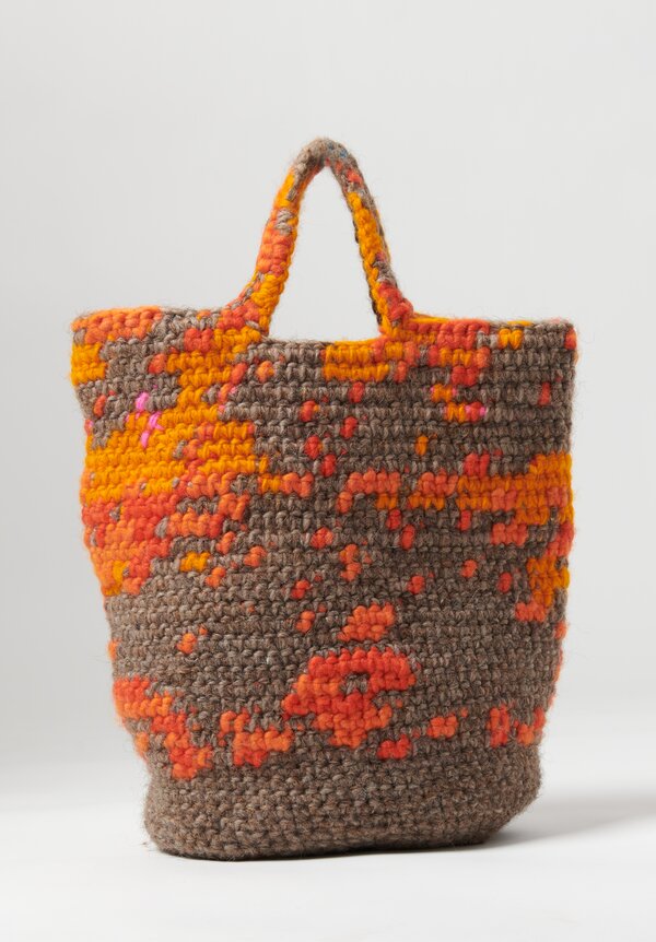 Daniela Gregis Cotton/Wool Hand Crocheted Field Bag Orange/Grey II	