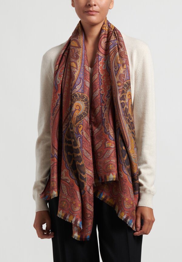 Etro Paisley Scarf in Rust	