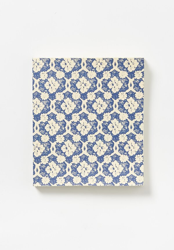Elam Handprinted Japanese Chiyogami Paper Notebook Blue Net with Flowers	