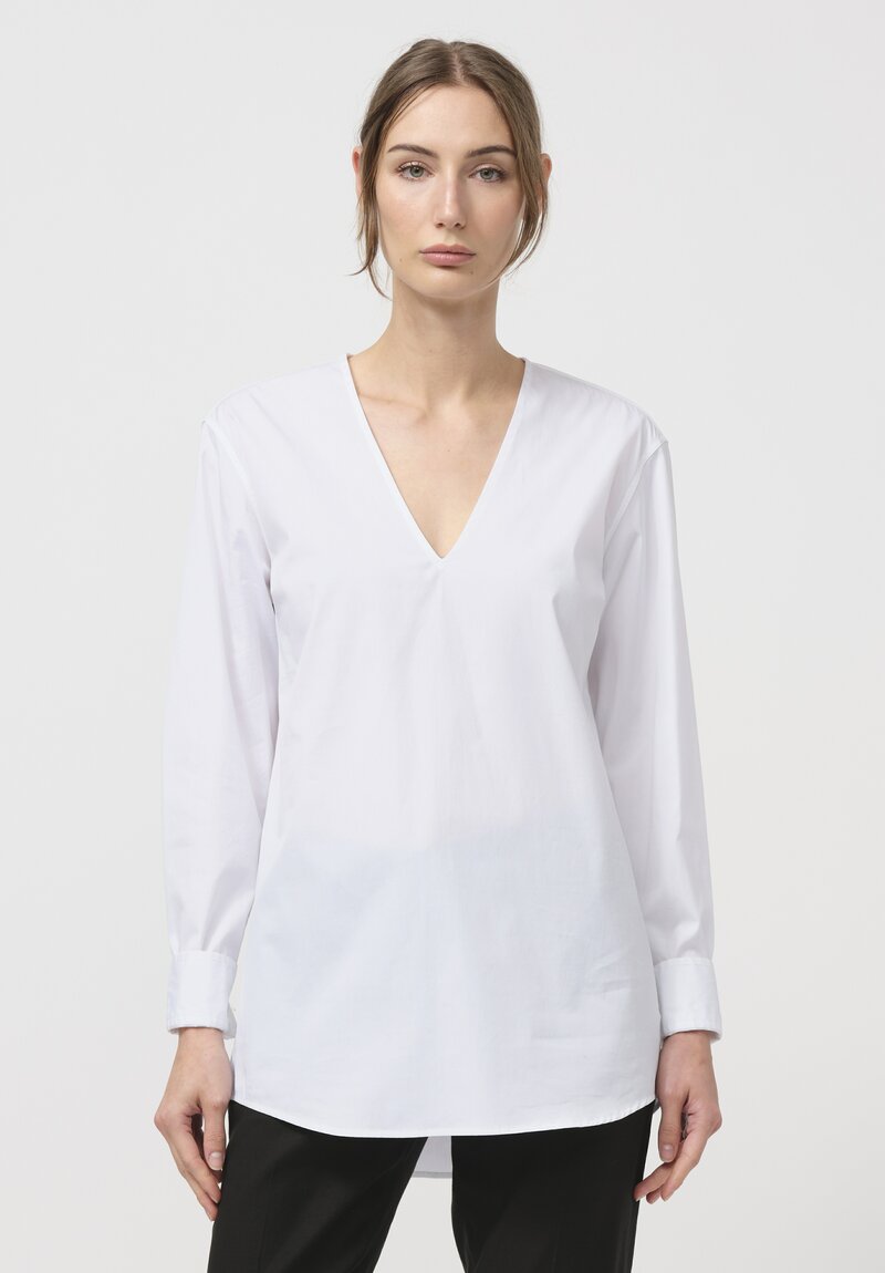 Dries Van Noten Cotton Campo V-Neck Shirt in White	