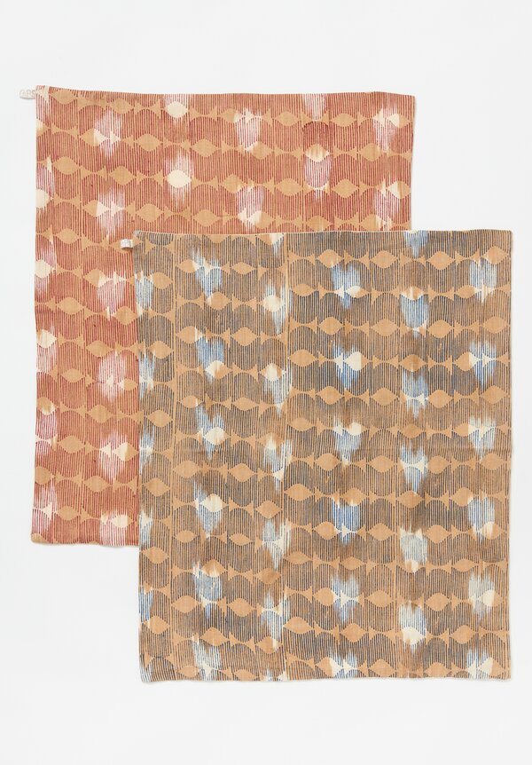 Gregory Parkinson Set of 6 Hand-Loomed Ikat Double Sided Printed Napkins Cocoa Deco	