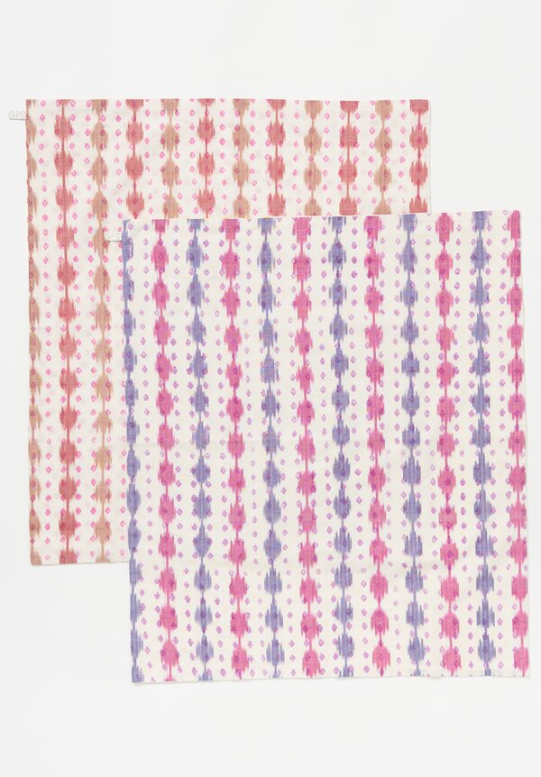 Gregory Parkinson Set of 6 Hand-Loomed Ikat Printed Napkins Lavendar Rose Citron	