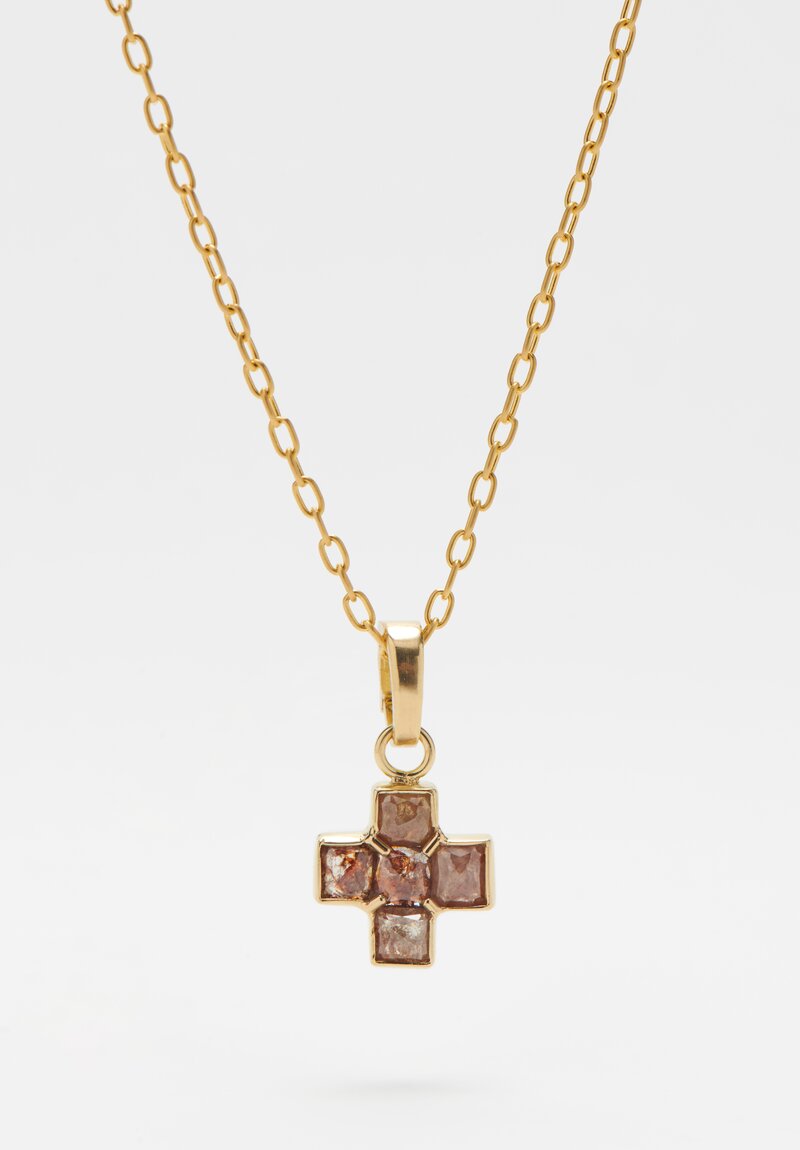 Karen Melfi 18k Pink Diamond Gold Cross Pendant Yellow Gold	