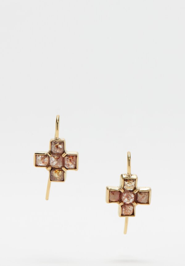 Karen Melfi 18k Gold Pink Diamond Cross Earrings Yellow Gold	
