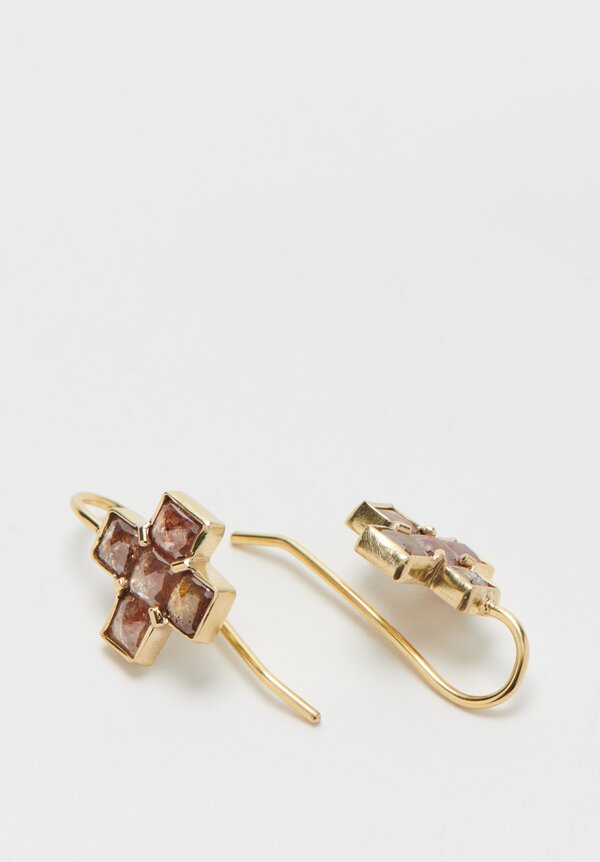 Karen Melfi 18k Gold Pink Diamond Cross Earrings Yellow Gold	