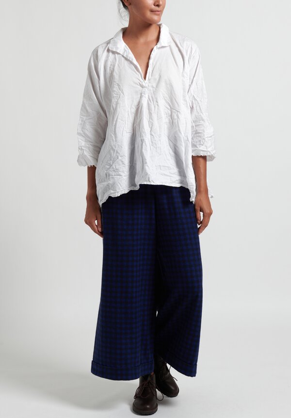 Daniela Gregis Cashmere Checkered Pants in Navy Blue	