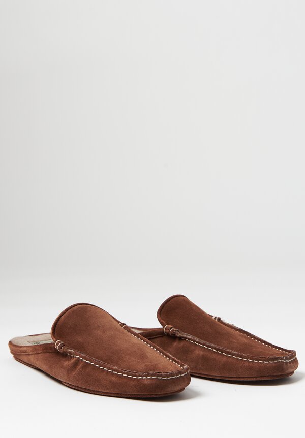 Alonpi Suede Megeve Mule Slippers in Rust Brown	