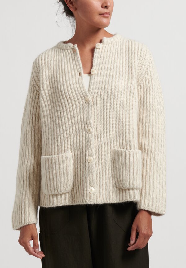 Casey Casey Angora Wool Cardigan in Natural	