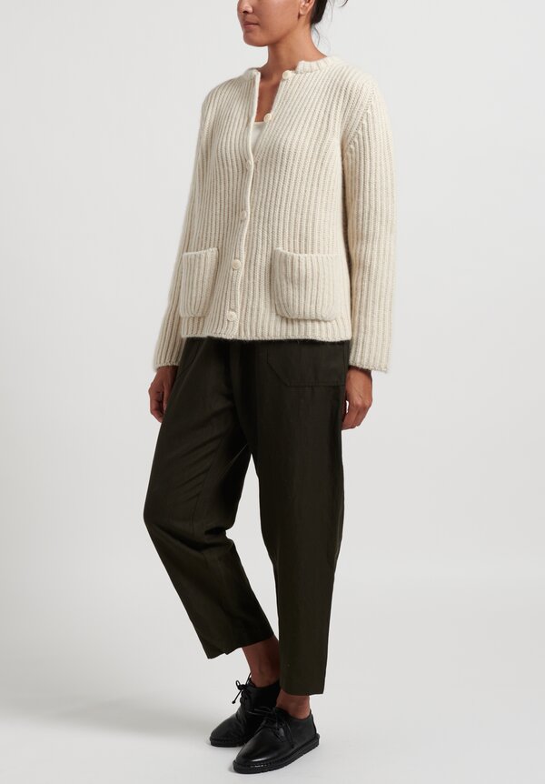 Casey Casey Angora Wool Cardigan in Natural	