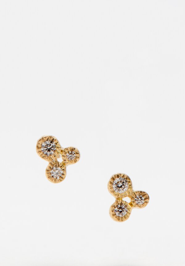 Yasuko Azuma 18k Gold Triplet Bezel Diamond Earrings .12ct	