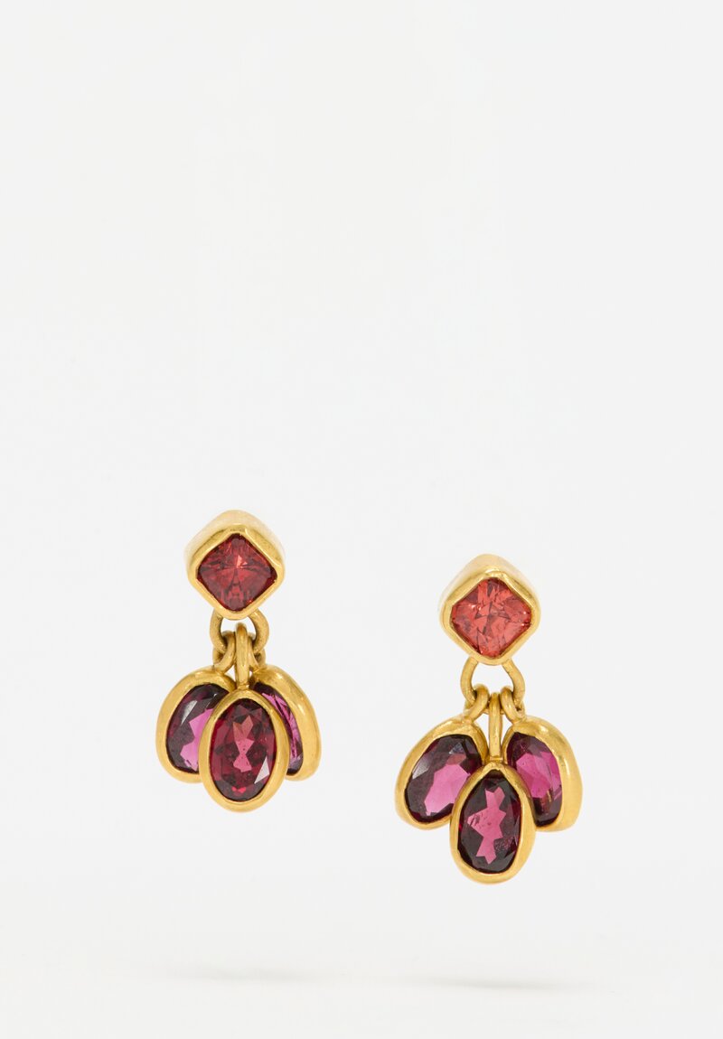 Greig Porter 18k, Sapphire & Garnet 3-Drop Earrings	