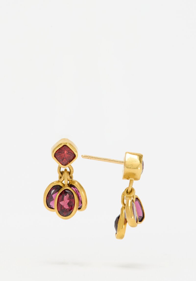 Greig Porter 18k, Sapphire & Garnet 3-Drop Earrings	