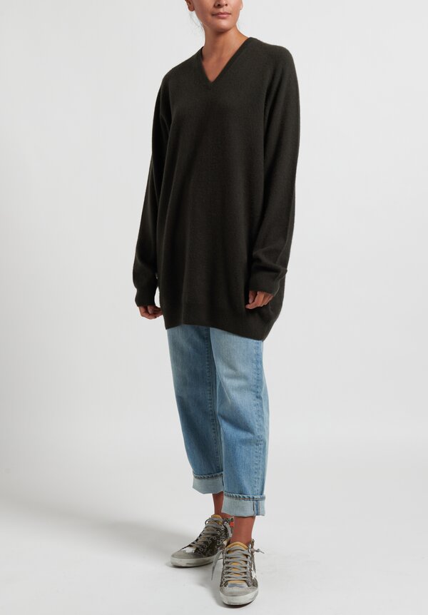 Frenckenberger Cashmere Tunic Sweater	in Black Olive