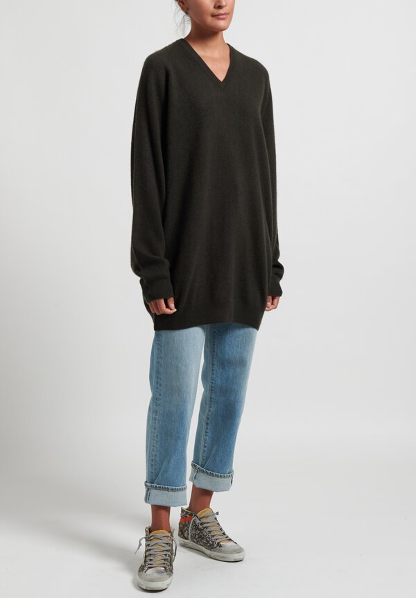 Frenckenberger Cashmere Tunic Sweater	in Black Olive