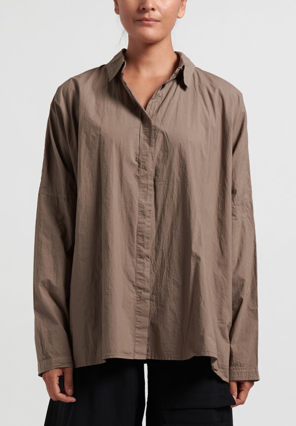 Rundholz Black Label Button-Up Placket Shirt in Walnut Brown	
