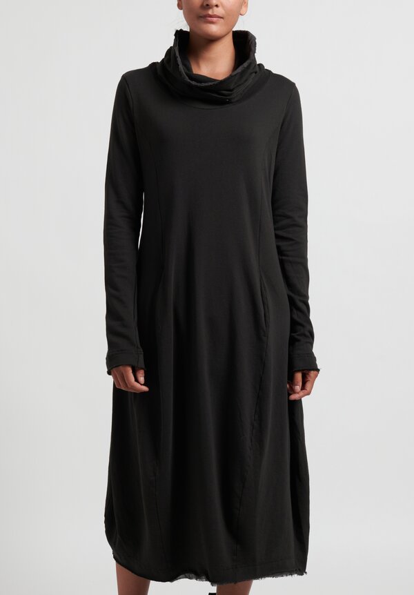 Rundholz Black Label Semi-Fitted Cowl Neck Dress in Anthracite Grey	