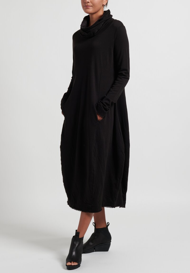 Rundholz Black Label Semi-Fitted Cowl Neck Dress in Mocha Brown	