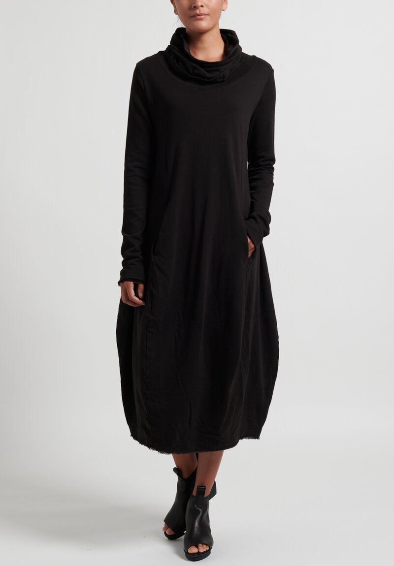 Rundholz Black Label Semi-Fitted Cowl Neck Dress in Mocha Brown	