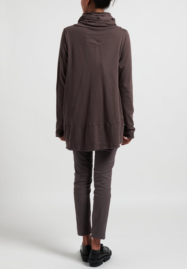 Rundholz Black Label A-Line Cowl Neck Top in Taupe Brown	