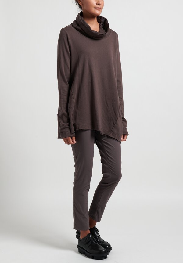 Rundholz Black Label A-Line Cowl Neck Top in Taupe Brown	