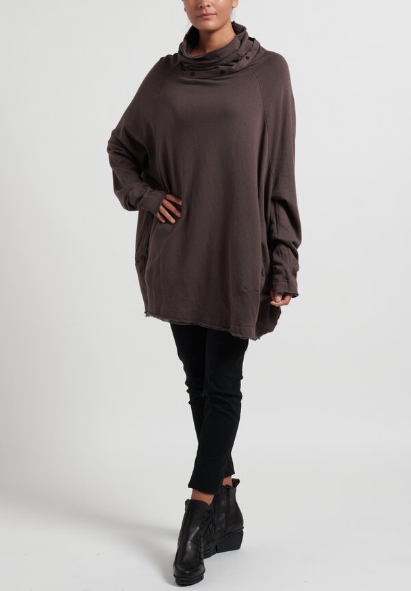 Rundholz Black Label Cowl Neck Top in Taupe Brown	