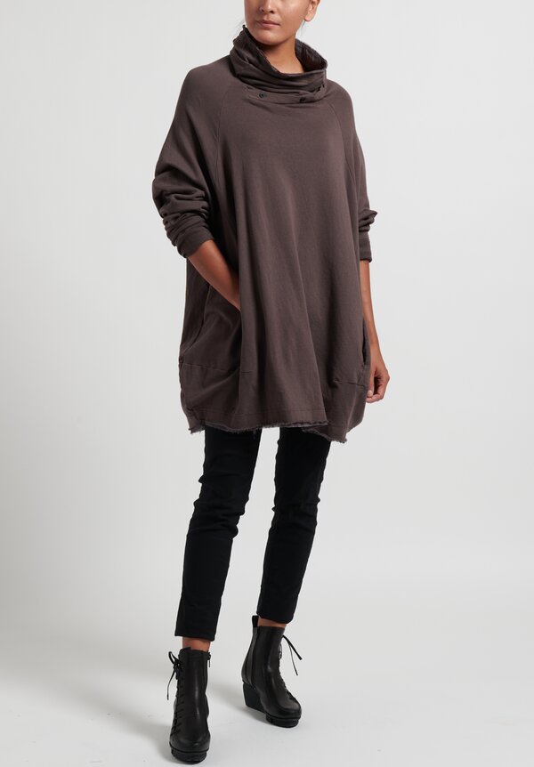 Rundholz Black Label Cowl Neck Top in Taupe Brown	