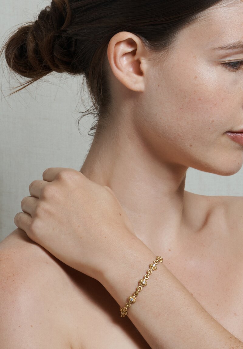 Denise Betesh 22k Matte Gold Diamond Bracelet	