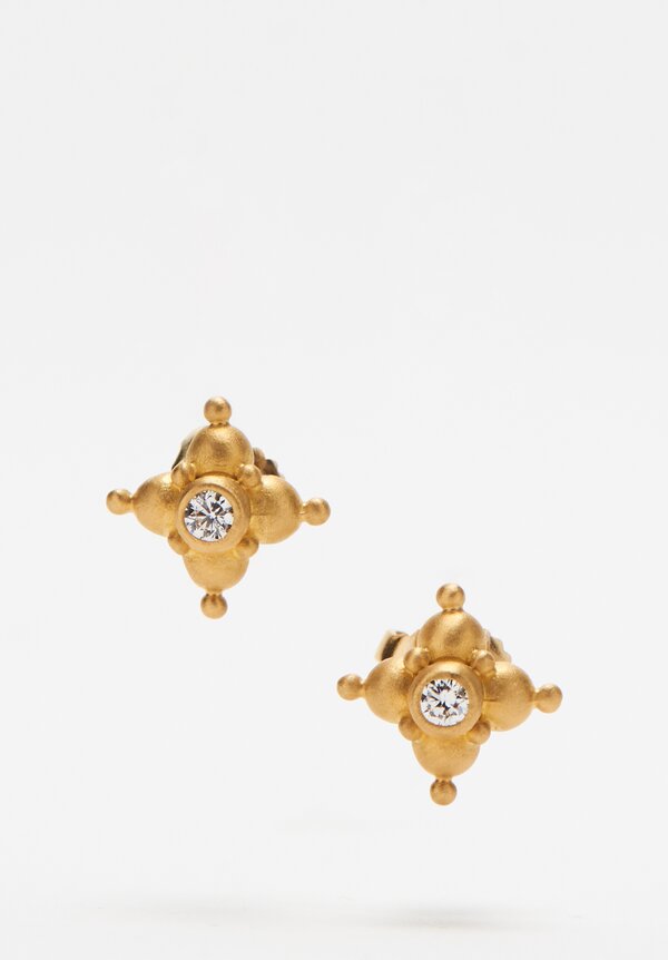 Denise Betesh 22K Matte Gold Small Star Earrings 0.10 Ct	