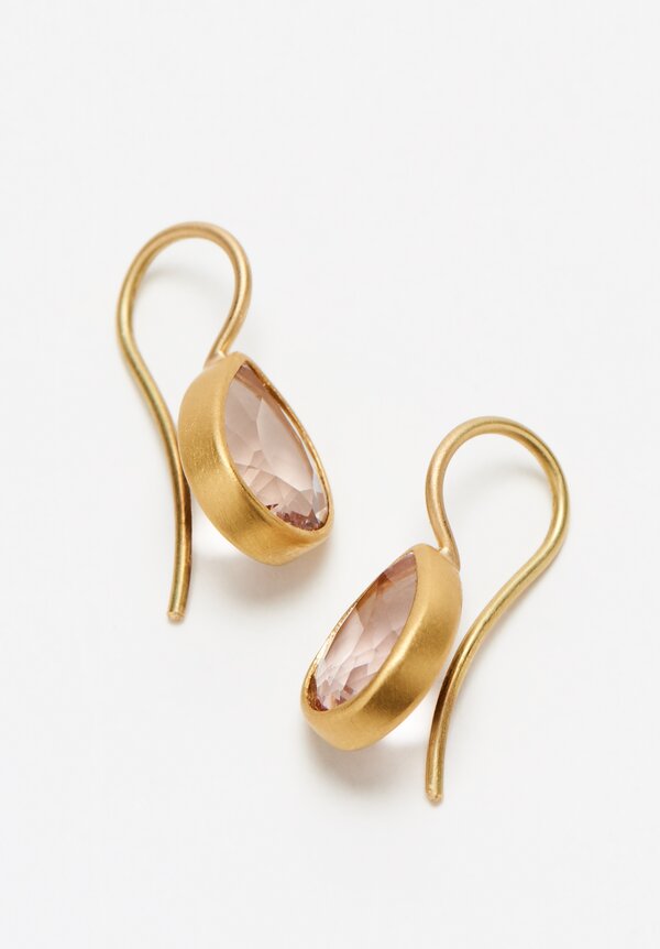 Denise Betesh 22K Matte Gold Morganite Earrings	