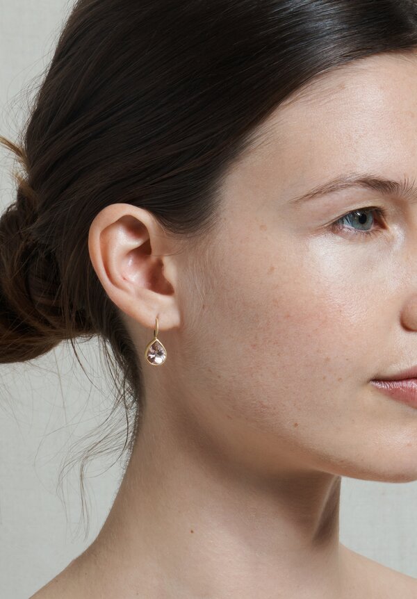 Denise Betesh 22K Matte Gold Morganite Earrings	