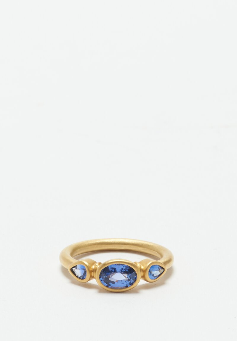 Denise Betesh 22K Triple Blue Ceylon Sapphire Ring .33Ct	