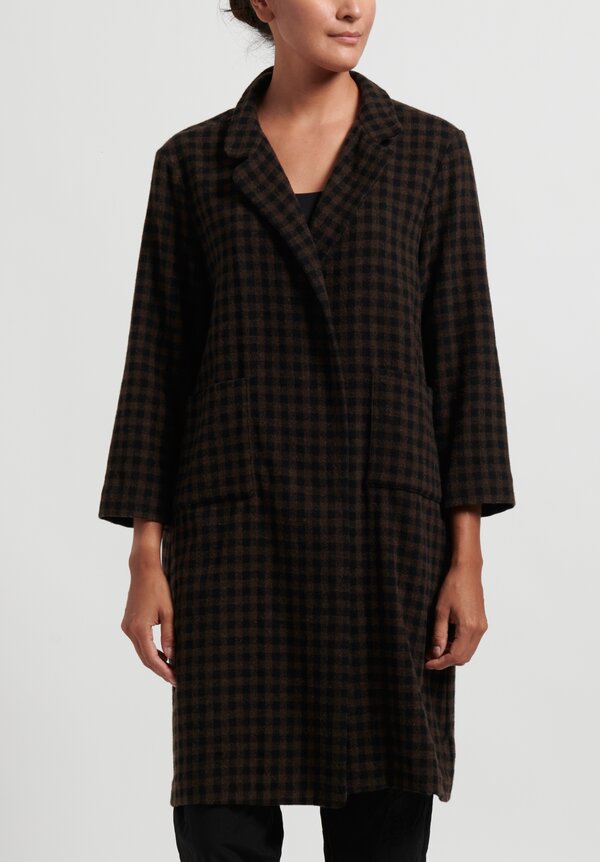Daniela Gregis Cashmere Checkered ''Cappotto'' Coat in Brown/Black	