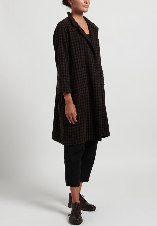 Daniela Gregis Cashmere Checkered ''Cappotto'' Coat in Brown/Black	